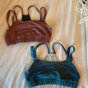 Rose and teal Oiselle sports bras
